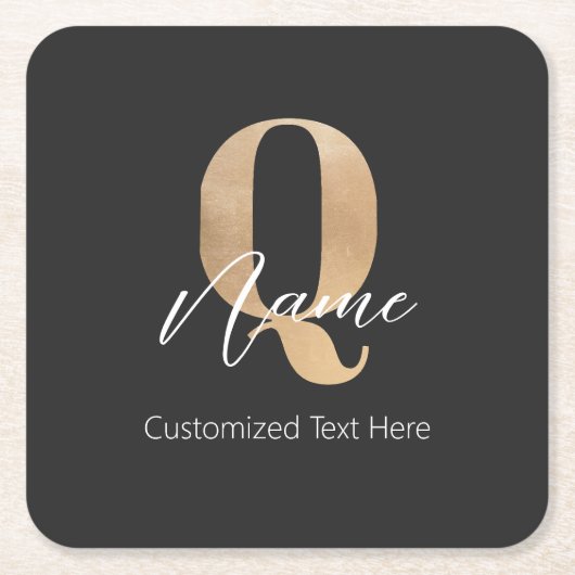 Moderne Mit Monogramm anfängliche Fragen & Name Pe Rechteckiger Pappuntersetzer (Vorderseite)