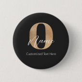 Moderne Mit Monogramm anfängliche O & Name Persona Button (Vorderseite)