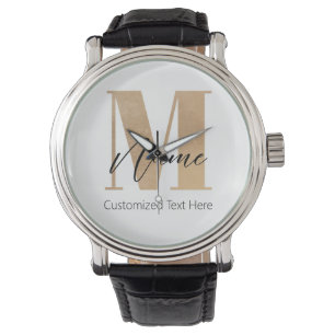 Moderne Mit Monogramm Anfangs-M & Name Personalisi Armbanduhr