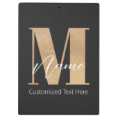 Moderne Mit Monogramm Anfangs-M & Name Personalisi Klemmbrett (Rückseite)