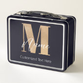 Moderne Mit Monogramm Anfangs-M & Name Personalisi Metall Brotdose (Rückseite)