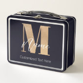 Moderne Mit Monogramm Anfangs-M & Name Personalisi Metall Brotdose (Vorderseite)