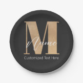 Moderne Mit Monogramm Anfangs-M & Name Personalisi Pappteller (Vorderseite)