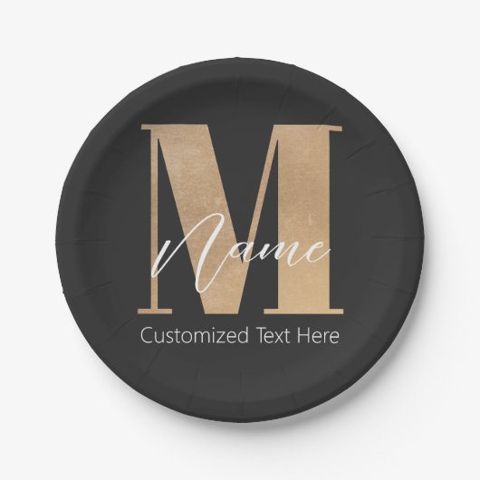 Moderne Mit Monogramm Anfangs-M & Name Personalisi Pappteller (Vorderseite)
