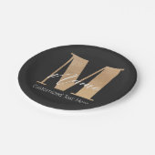 Moderne Mit Monogramm Anfangs-M & Name Personalisi Pappteller (Schrägansicht)