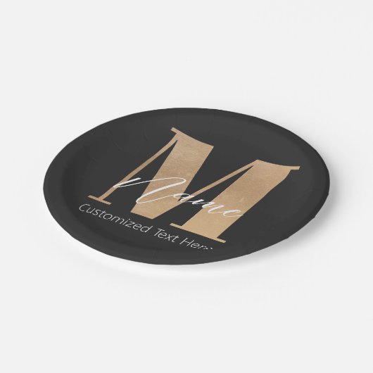 Moderne Mit Monogramm Anfangs-M & Name Personalisi Pappteller (Schrägansicht)