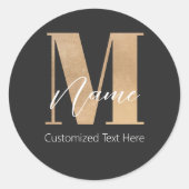 Moderne Mit Monogramm Anfangs-M & Name Personalisi Runder Aufkleber (Vorderseite)