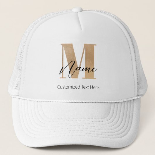 Moderne Mit Monogramm Anfangs-M & Name Personalisi Truckerkappe (Vorderseite)