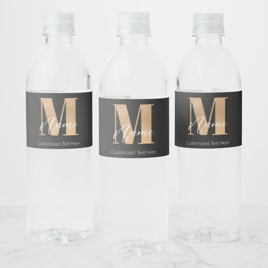 Moderne Mit Monogramm Anfangs-M & Name Personalisi Wasserflaschenetikett (Flaschen)