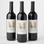 Moderne Mit Monogramm Anfangs-M & Name Personalisi Weinetikett (Flaschen)