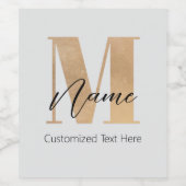 Moderne Mit Monogramm Anfangs-M & Name Personalisi Weinetikett (Einzelnes Label)