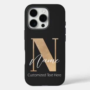 Moderne Mit Monogramm Anfangsnummer und Name Perso iPhone 16 Pro Hülle
