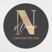 Moderne Mit Monogramm Anfangsnummer und Name Perso Etiketten (Design 1)