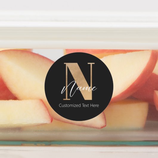 Moderne Mit Monogramm Anfangsnummer und Name Perso Etiketten (Befestigt)