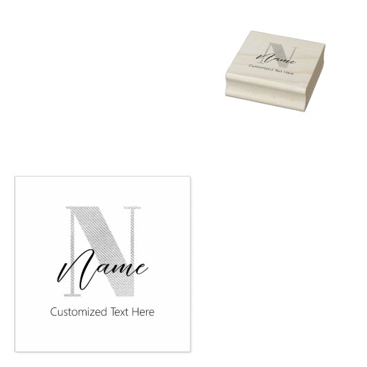 Moderne Mit Monogramm Anfangsnummer und Name Perso Gummistempel (Stempel)