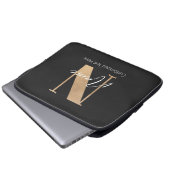 Moderne Mit Monogramm Anfangsnummer und Name Perso Laptopschutzhülle (Vorne Knopf)