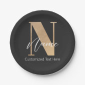 Moderne Mit Monogramm Anfangsnummer und Name Perso Pappteller (Vorderseite)