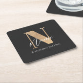 Moderne Mit Monogramm Anfangsnummer und Name Perso Rechteckiger Pappuntersetzer (angewinkelt)
