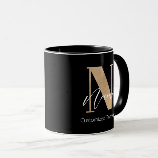 Moderne Mit Monogramm Anfangsnummer und Name Perso Tasse (VorderseiteRechts)