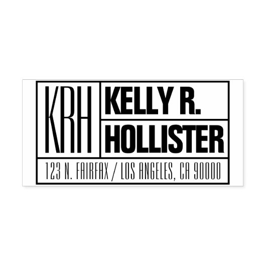 Moderne Mit Monogramm Bezeichnung oder Rücksendead Gummistempel (Prägung)