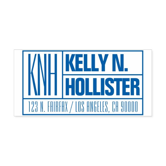 Moderne Mit Monogramm Bezeichnung oder Rücksendead Permastempel (Design)