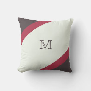 Moderne Mit Monogramm-braune und rote Streifen Kissen