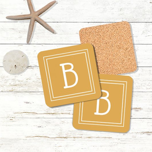 Moderne Mit Monogramm Buchstaben Erstgelbweiß Getränkeuntersetzer