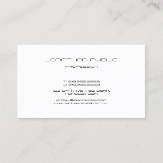 Moderne mit Monogramm Chic-Schwarzweiss-Initiale Visitenkarte (Rückseite)