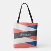 Moderne Mit Monogramm Coral & Blue Tote Tasche (Rückseite)