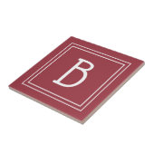 Moderne Mit Monogramm Crimson Red & White Initial Fliese (Seite)