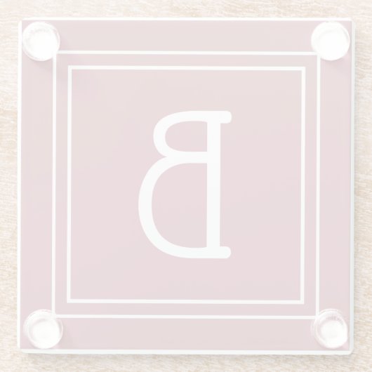 Moderne Mit Monogramm Crimson Red & White Initial Glasuntersetzer (Rückseite)