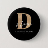 Moderne Mit Monogramm D & Name Personalisiert Button (Vorderseite)