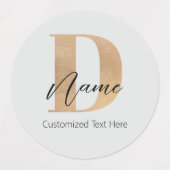Moderne Mit Monogramm D & Name Personalisiert Etiketten (Design 2)