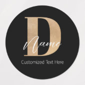 Moderne Mit Monogramm D & Name Personalisiert Etiketten (Design 1)