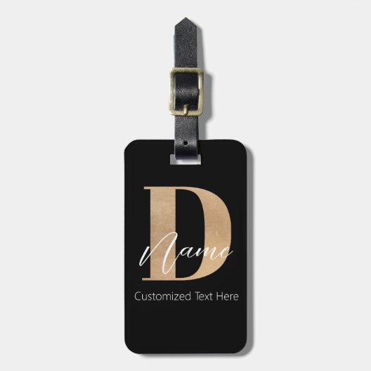 Moderne Mit Monogramm D & Name Personalisiert Gepäckanhänger (Vorderseite vertikal)