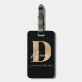 Moderne Mit Monogramm D & Name Personalisiert Gepäckanhänger (Rückseite vertikal)