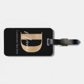 Moderne Mit Monogramm D & Name Personalisiert Gepäckanhänger (Rückseite horizontal)