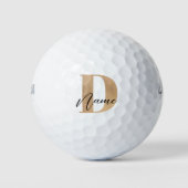 Moderne Mit Monogramm D & Name Personalisiert Golfball (Vorderseite)