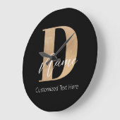 Moderne Mit Monogramm D & Name Personalisiert Große Wanduhr (Winkel)