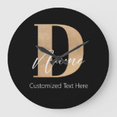 Moderne Mit Monogramm D & Name Personalisiert Große Wanduhr (Vorderseite)