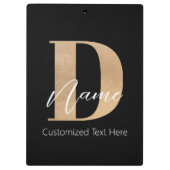 Moderne Mit Monogramm D & Name Personalisiert Klemmbrett (Rückseite)