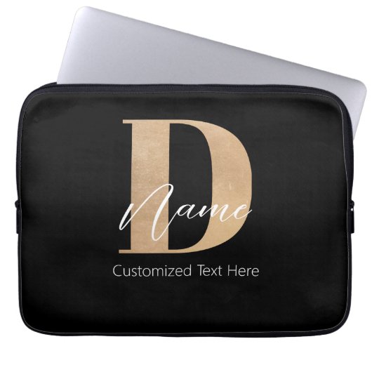 Moderne Mit Monogramm D & Name Personalisiert Laptopschutzhülle (Vorderseite)