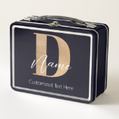 Moderne Mit Monogramm D & Name Personalisiert Metall Brotdose (Vorderseite)