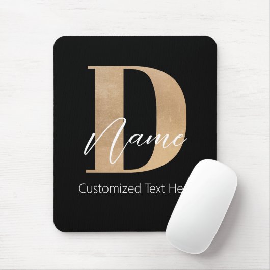Moderne Mit Monogramm D & Name Personalisiert Mousepad (Mit Mouse)