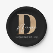 Moderne Mit Monogramm D & Name Personalisiert Pappteller (Vorderseite)