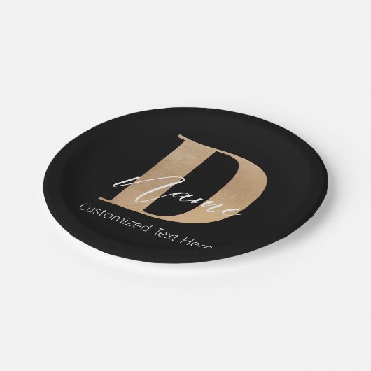 Moderne Mit Monogramm D & Name Personalisiert Pappteller (Schrägansicht)