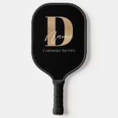 Moderne Mit Monogramm D & Name Personalisiert Pickleball Schläger (Rückseite)