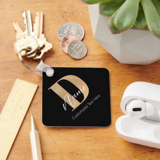Moderne Mit Monogramm D & Name Personalisiert Schlüsselanhänger (Schreibtisch)