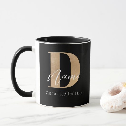 Moderne Mit Monogramm D & Name Personalisiert Tasse (Mit Donut)