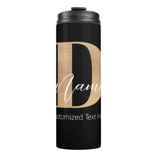 Moderne Mit Monogramm D & Name Personalisiert Thermosbecher (Vorderseite)